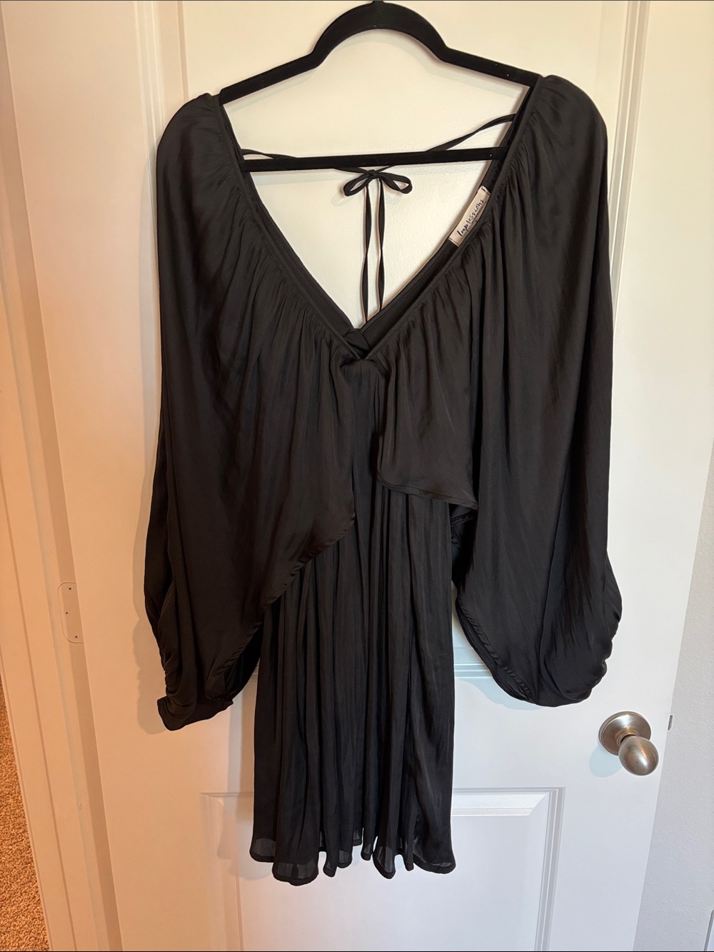Impressions Black Mini Dress with Flowing Dolman Sleeves